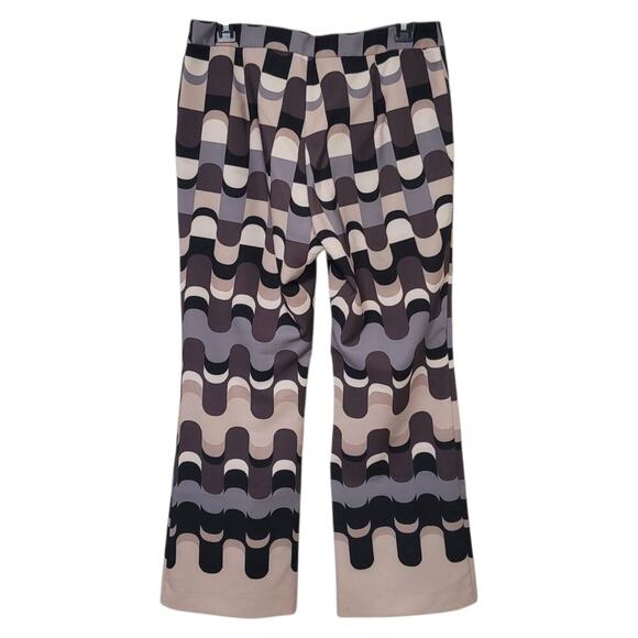 Maliparmi Italian Cropped/Flared Neo Modern Printed Pants in Neutral Tones, US 8 - Picture 4 of 12